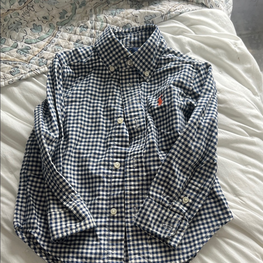 Ralph Lauren Navy and White Checkered Shirt